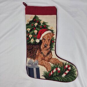 Dog Needlepoint Christmas Stocking